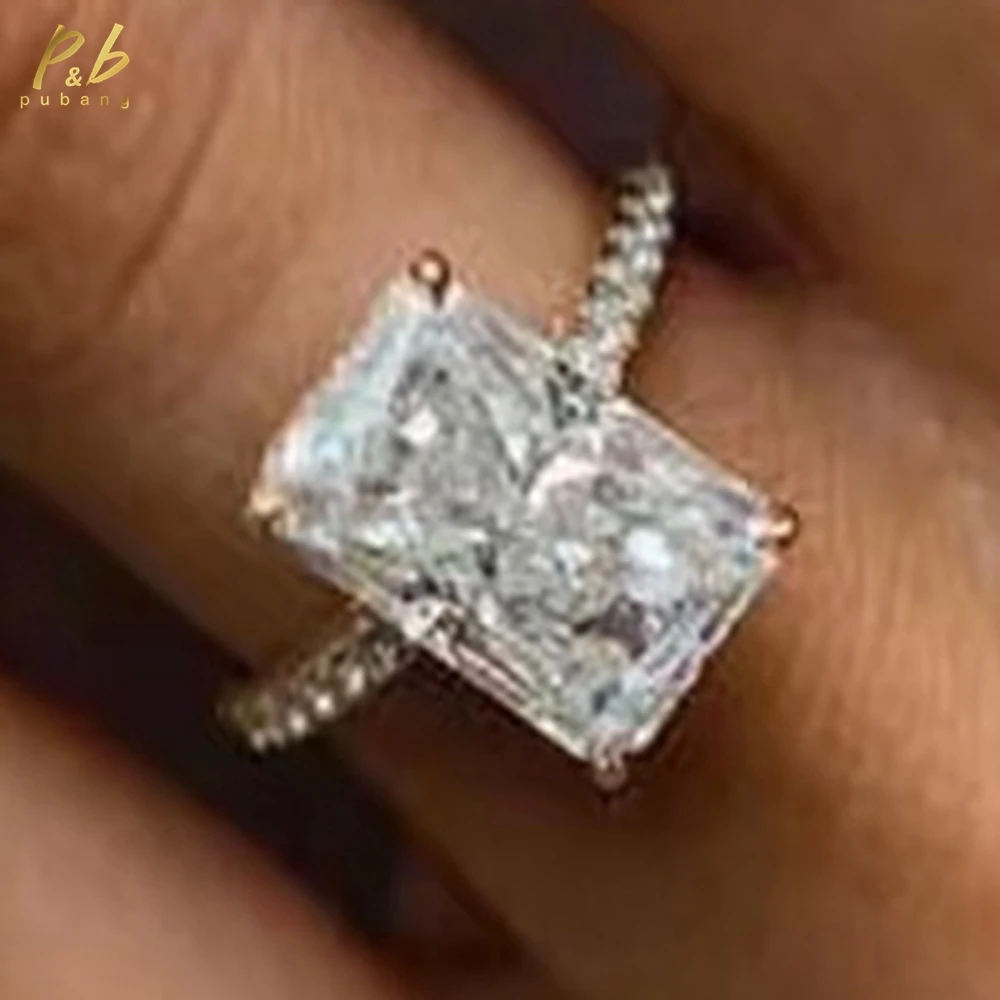 

Кольца PuBang Sparkling VVS1 3EX D цвета с муассанитом, 7 карат, измельченный лед, сияющая огранка, обручальное золото 18 карат с сертификатом GRA