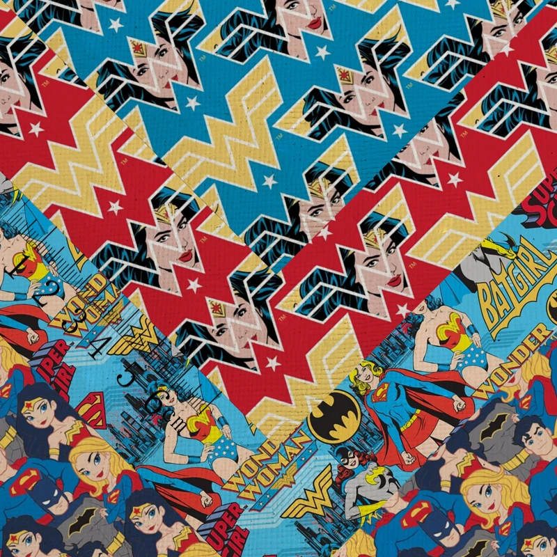 A4 20*33CM Cartoon wonder woman Faux Synthetic Leather sheet  For Earring Bags Bow DIY Craft material 1144