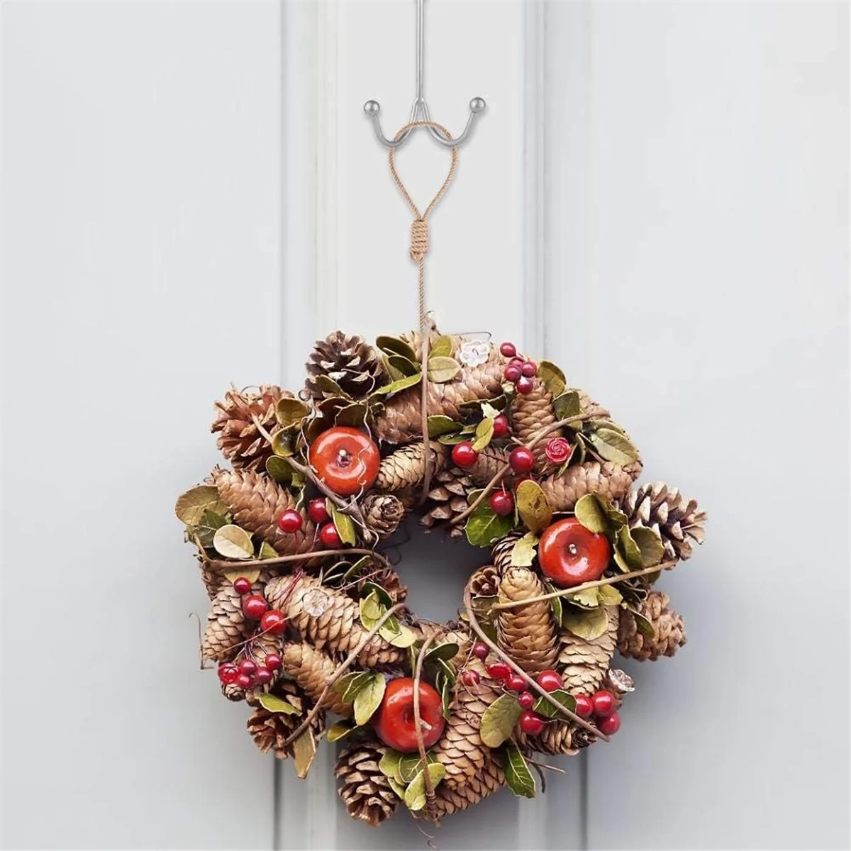 عبوتان من خطافات التعليق المزدوجة فوق الباب، منظم خطافات معدنية مزدوجة لتعليق المعاطف والقبعات والأردية والمناشف - فضي