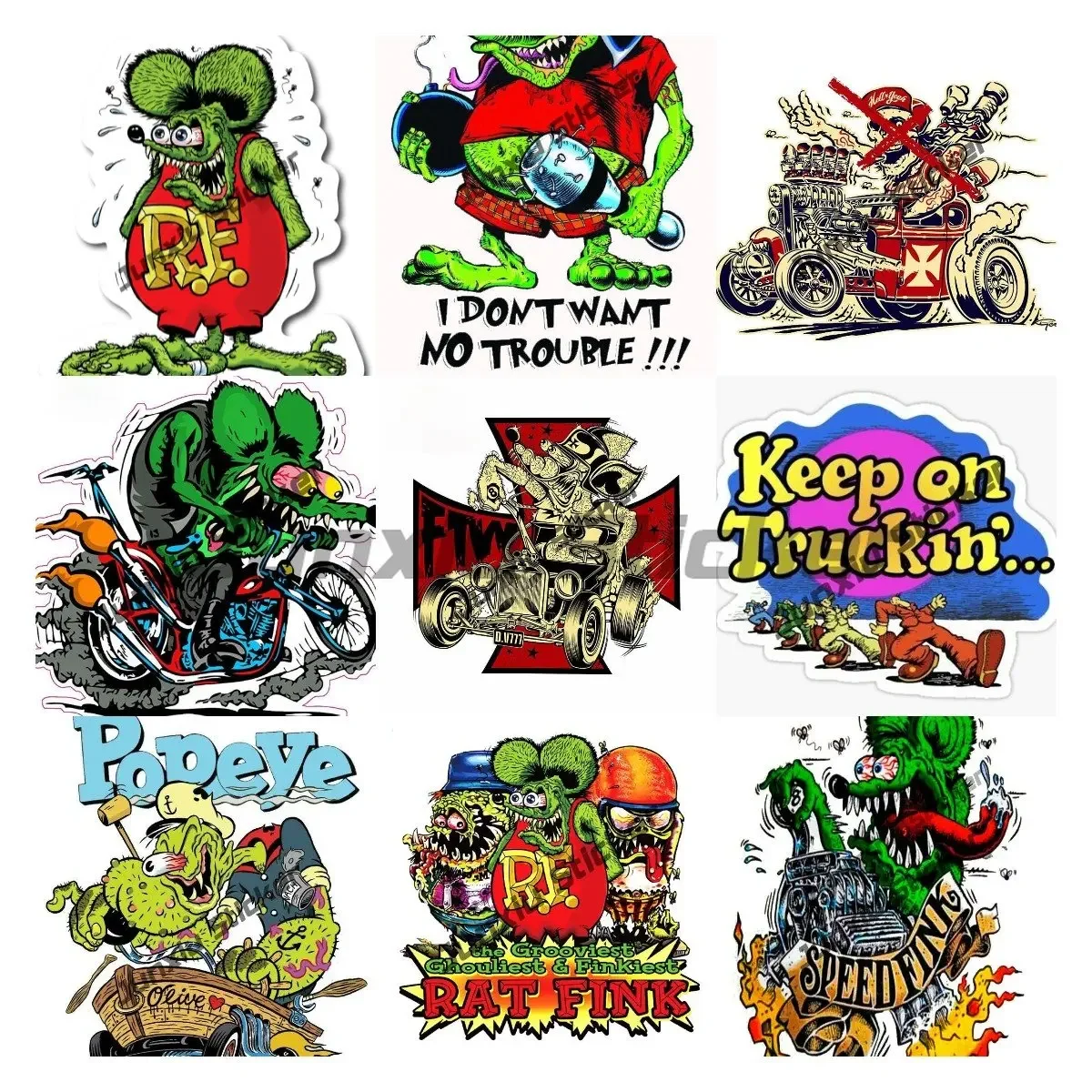 

Funny Rat Fink Stickers Cartoon Rod Rat Fink Decal Cover Scratches Decoration Stickers Accessories for Cars Decals Waterproof