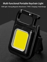 COB LED Mini Flashlight Super Bright EDC Keychain Light Outdoor Emergency Camping Pocket Lamp With Tail Magnet Corkscrew