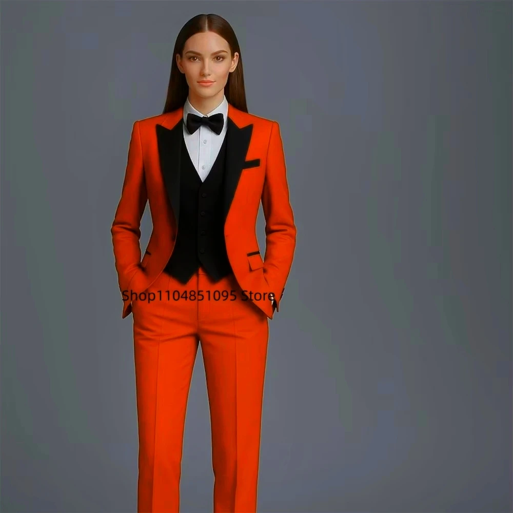 Zdjęcie 6: Elegancki damski garnitur 3-częściowy: marynarka, kamizelka, spodnie. Formalny, do biura, smart casual, damskie spodnie, damskie komplety.