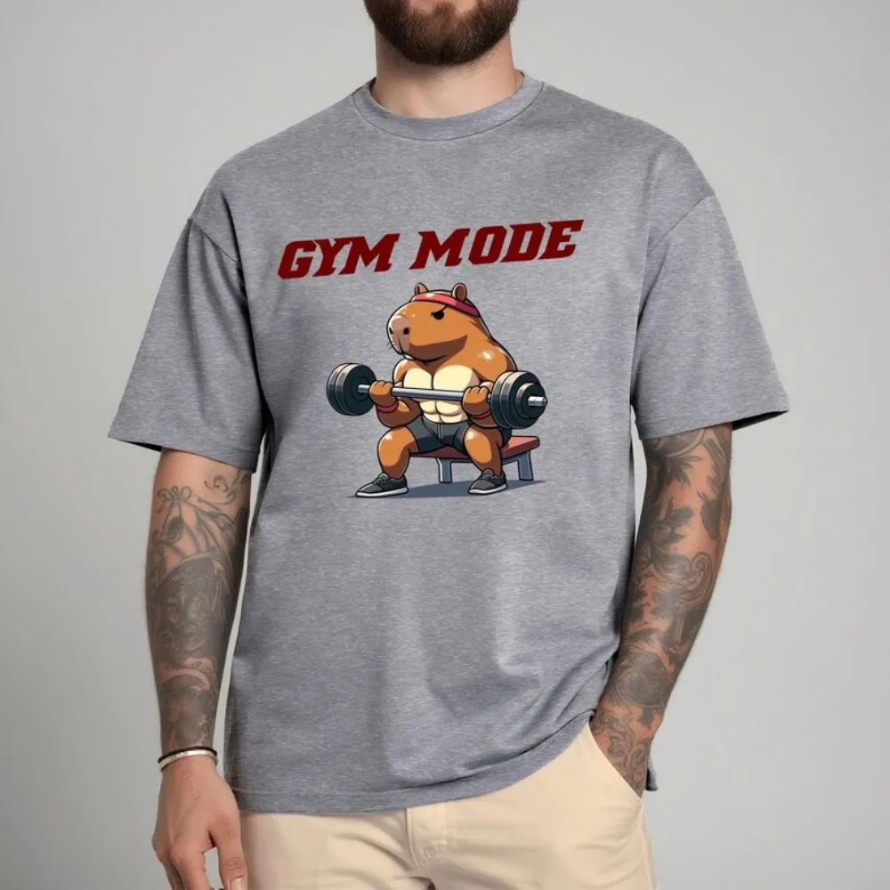 Funny Capybara Gym Mode Shirt Lifting Fitness Gift Men Women Graphic Tops Cute Animal Print Clothes Capybara Lover Tees