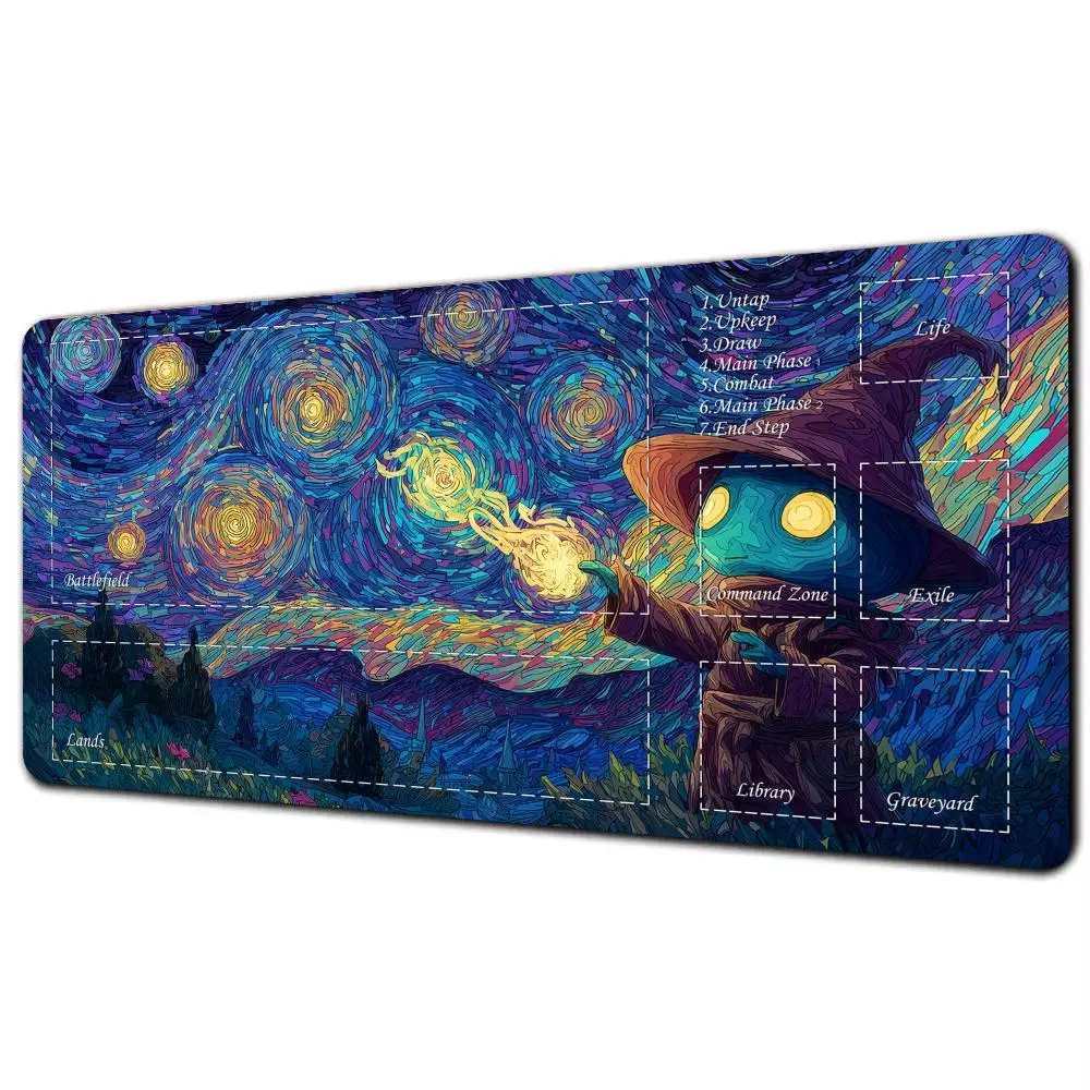 

Magic Card Playmat with zone Art Starry Sky and Wizard MTG playmat gathering gaming mats Desk Mat Commander Battle playmat