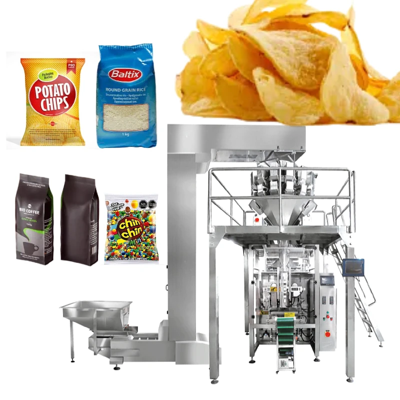 Automatic vertical weighing and sealing bag packaging machine, nut candy snack rice potato chips multi-functional packaging mach