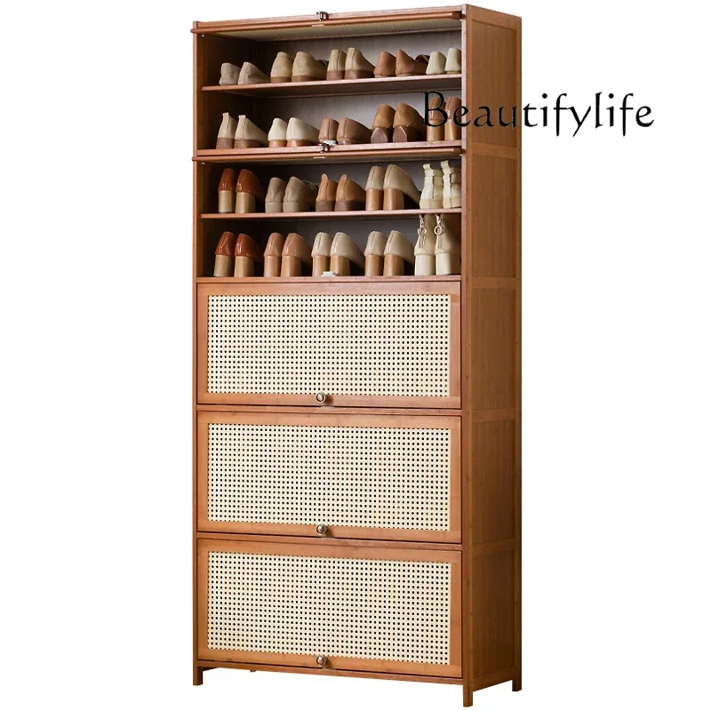 

Imitation rattan woven shoe cabinet, simple shoe rack at the door of the home, indoor storage, high-end fashion new models