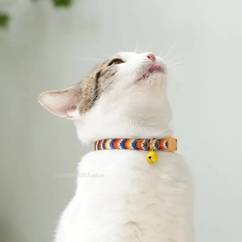 Collar with Bell Cartoon Colorful Dog Puppy Cat Christmas Decor Accessories Kitten Collar Adjustable Safety Bell Ring Necklace