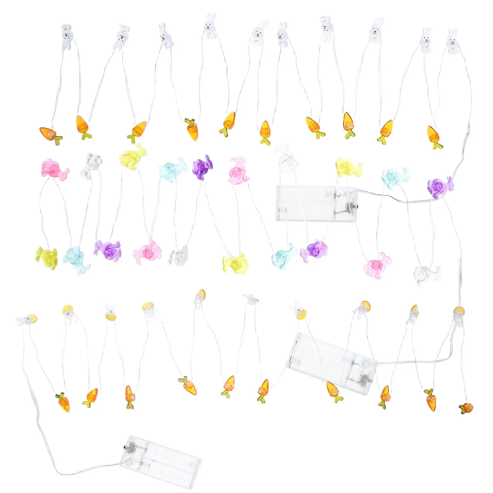 

3Pcs Easter Lights for Indoor Outdoor Powered Carrot Bunny Egg String Lights Copper Wire Festive Fairy Decoration