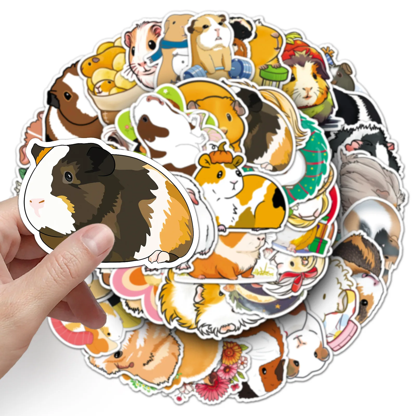 50 SZTUK Uroczych Naklejek z Świnkami Morskimi, Kreskówkowe Naklejki z Zwierzętami, Śmieszne Memy, Graffiti, Dekoracje DIY, Zabawki, Naklejki na Laptopa, Gitarę, Samochód, Rower, Deskorolkę