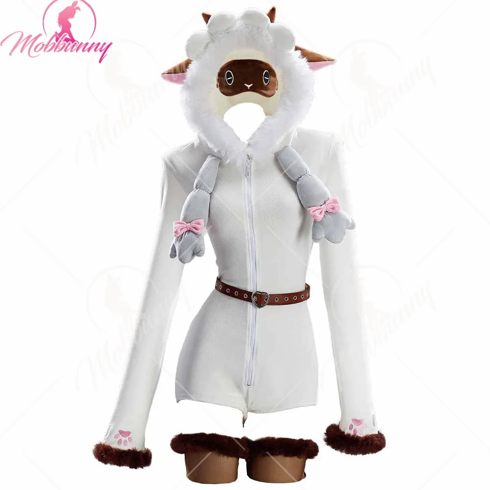 

Mobbunny женский PM производственный сексуальный пушистый домашний комбинезон, плюшевый комбинезон с маской для глаз и поясом, костюмы для косплея на Хэллоуин