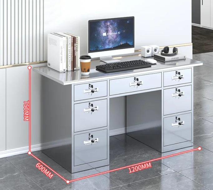 مصنع ورشة عمل مخصصة خالية من الغبار منضدة عمل من الفولاذ المقاوم للصدأ مع أدراج مكتب كتابة من الفولاذ المقاوم للصدأ #4