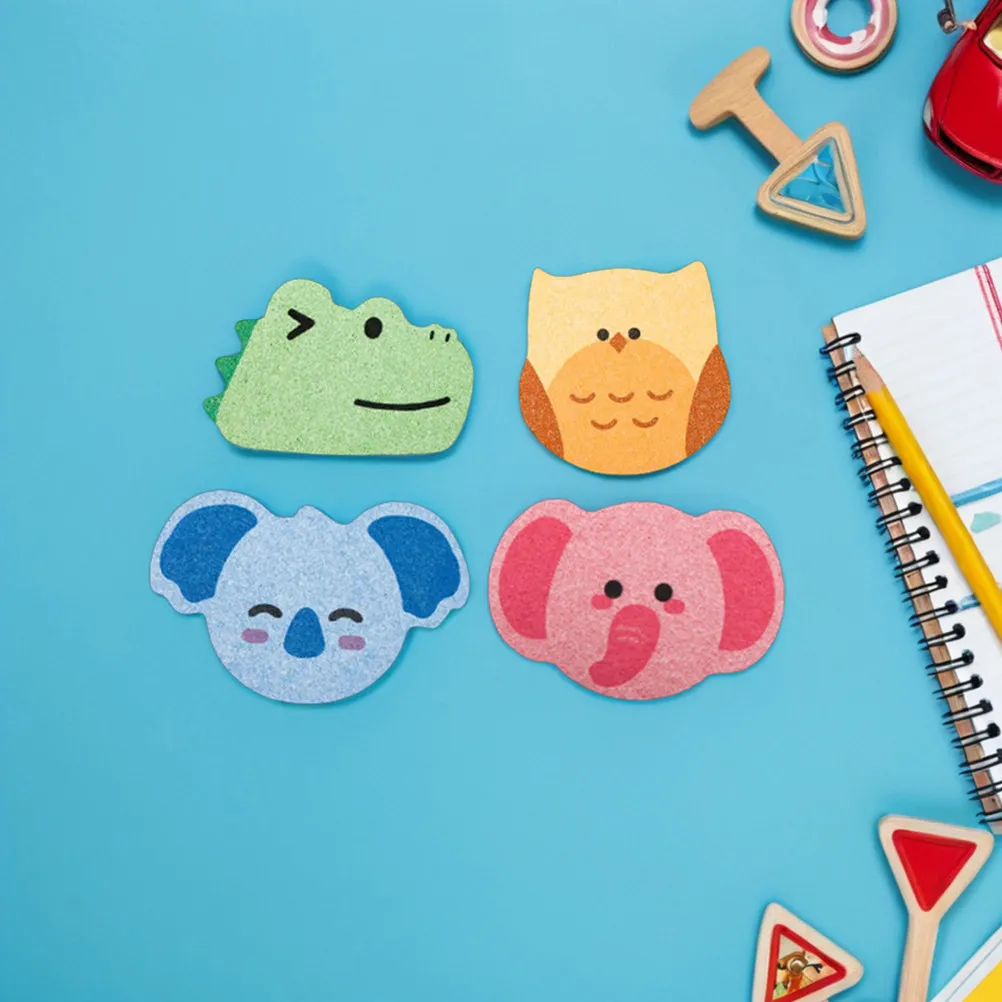 

4Pcs Animal Shaped Shower Sponges Koala Owl Elephant Wood Pulp Cotton Ultra Absorbent Gentle Skin Reusable Bathroom
