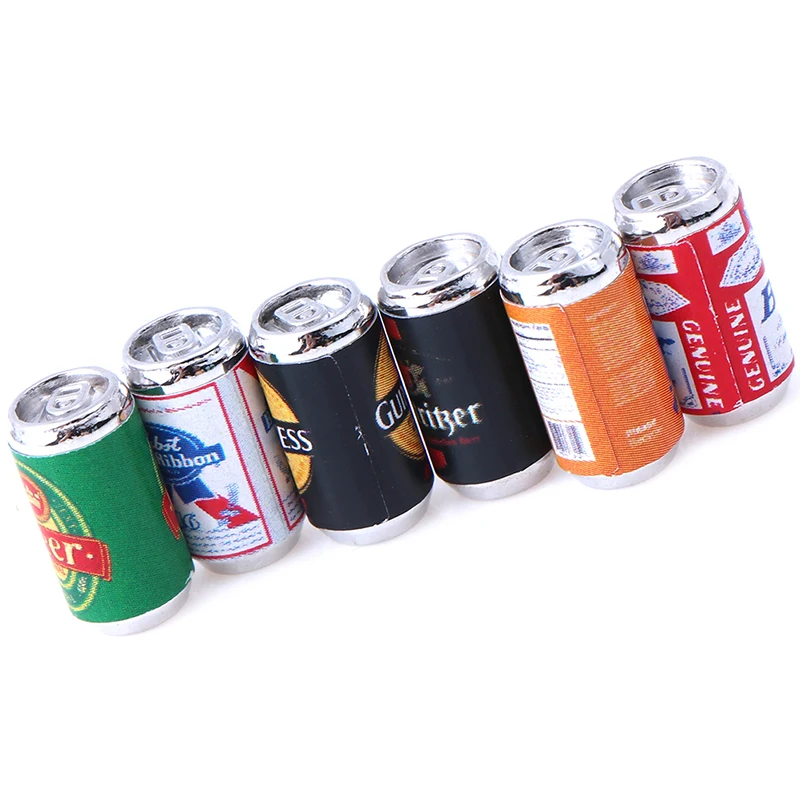 6pcs/Set Bottle Beer Miniatures For 1:12 Dollhouse Miniature Kids Play Toys