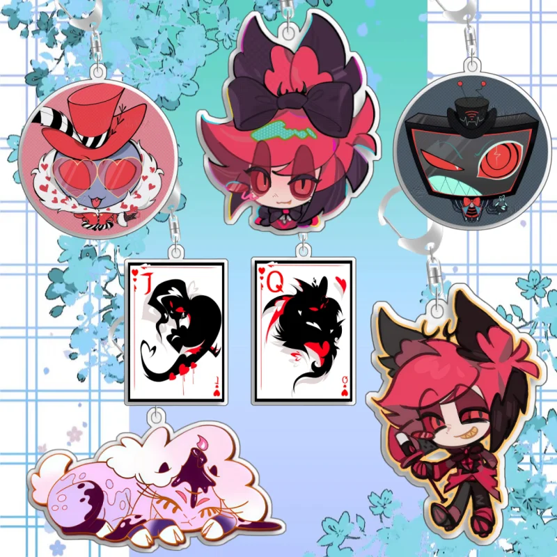 Keychain for Hazbin Hotel Vaggie Vox Alastor Niffty Sir Pentious Rosie Acrylic Backpack Pendant Decoration Collection Fans Gift
