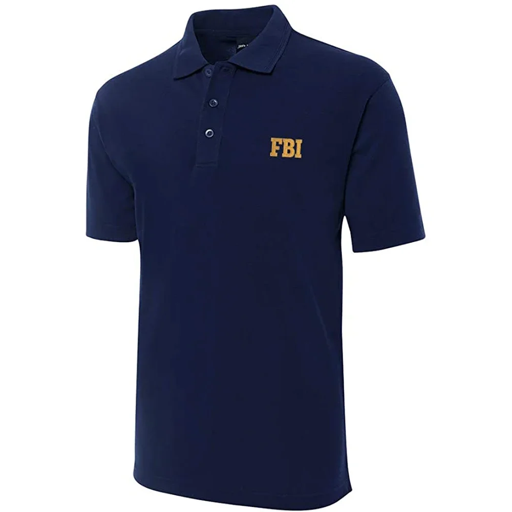 Lyprerazy Golf Shirt FBI Federal Bureau of Investigation Embroidered Short Sleeve Polo Shirts Embroidery Men's Polo Shirt