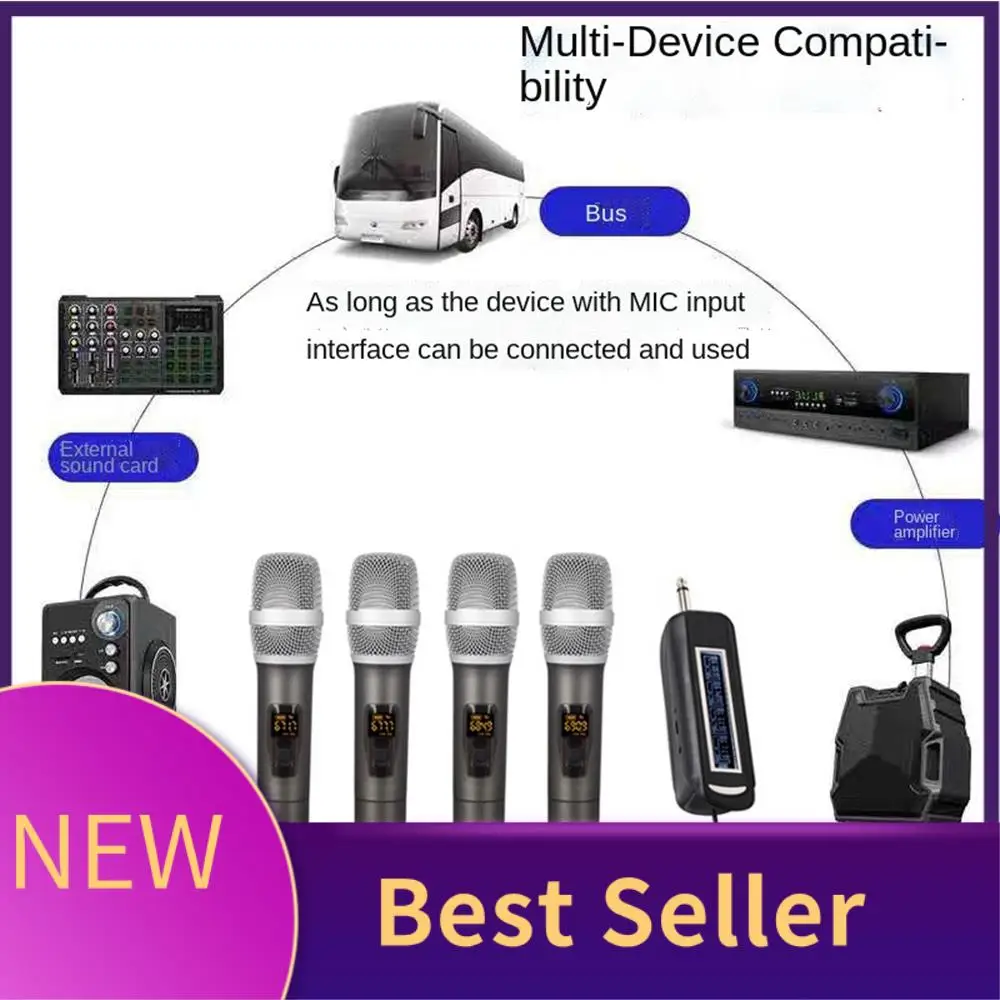 

M07K-Wireless Microphone System 4 Channel UHF Wireless Microphone Set With Four Handheld Microphones For Karaoke Weddings