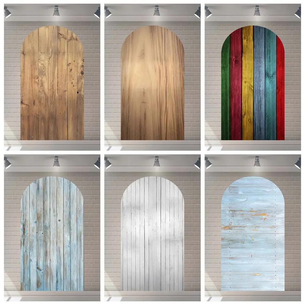 Cavallo Tavola di legno Texture Arco Sfondo Personalizzato Baby Shower Decor Copertura ad arco Ritratto Fotografia Sfondo Studio fotografico Prop