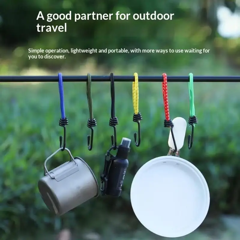 5pcs Strong Elastic Rope Hook Outdoor Tent Elastic Rope Hook Multifunction Anti-wind Fixed Tent Hook High Elastic Rope Hook