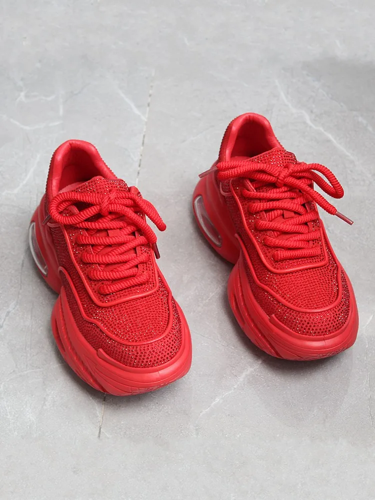 Men Shiny Diamonds Thick Soled Comfortable Height Increasing Sports Shoes Running Shoes Outdoor Jogging Sports Sneakers Male
