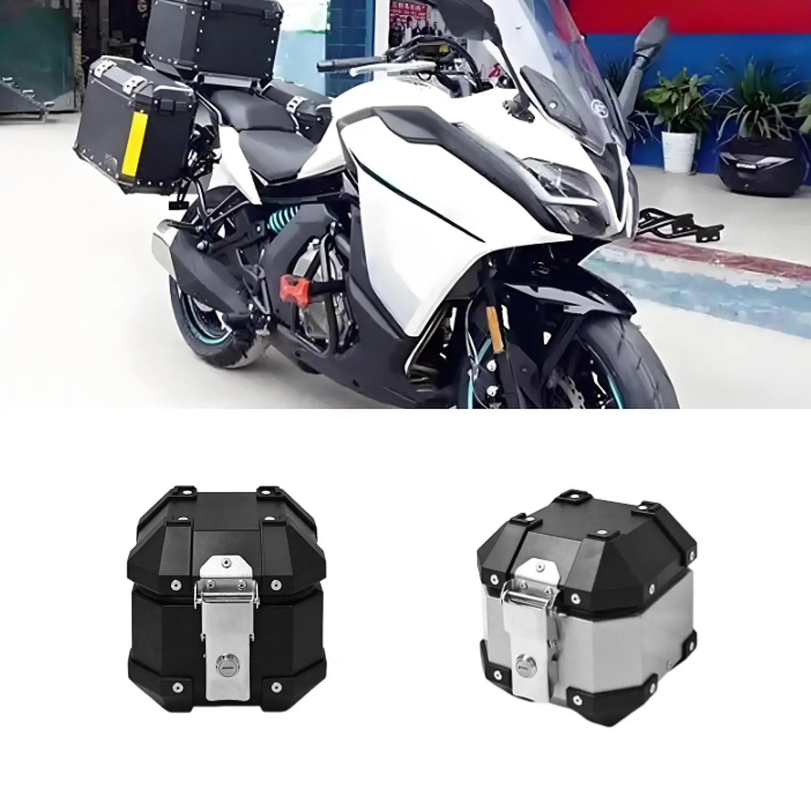 

Generic Motorcycle Top Case 5L Water Resistant Stable Easy Installation Riding Accessories Storage Carrier Case for Scooter