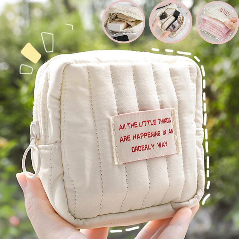 Portable Small Multi Layer Square Cosmetic Bag Multifunctional Storage Bag Portable Mini Lipstick Headset Wallet Storage Bag