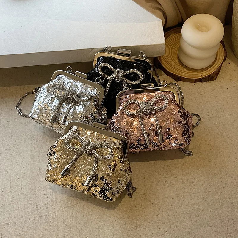 حقيبة على شكل فيونكة، حقيبة عشاء مخصصة بالترتر، حقيبة كتف صيفية، حقيبة للسيدات #5