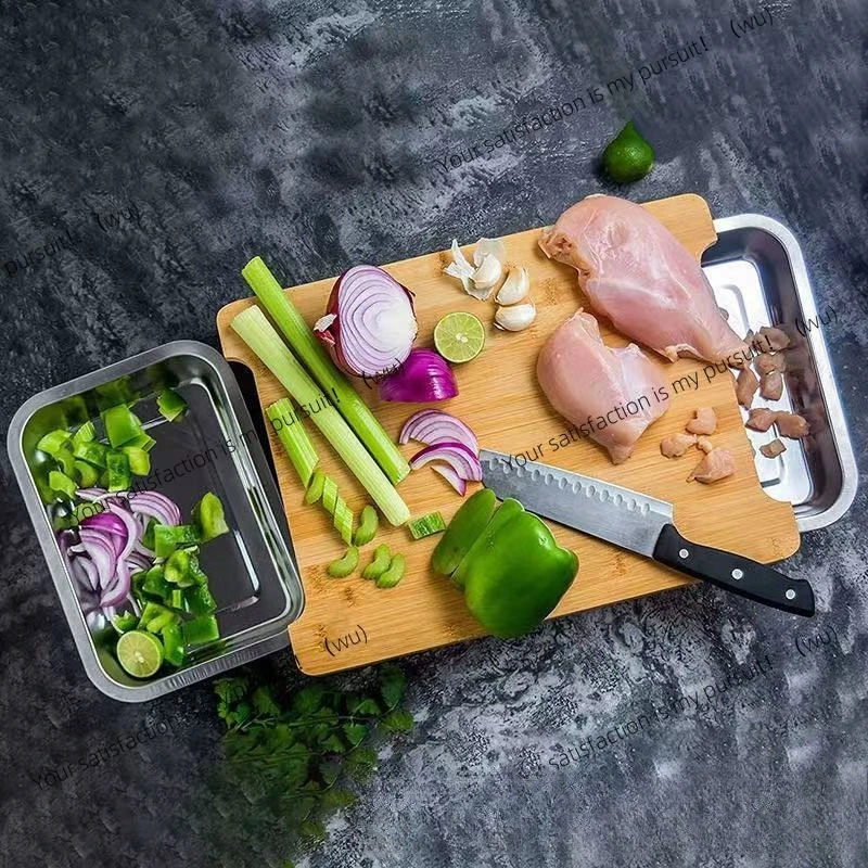 Bamboo Cutting Board Household Kitchen Fruit Bread Cutting Board with Drawer Chopping Board Vegetable Deli Cutting