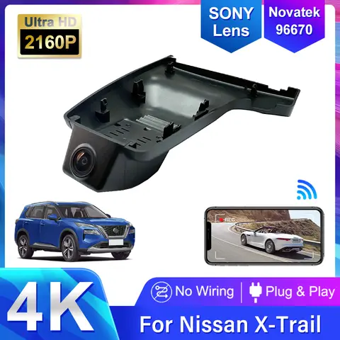 4K Car DVR Dash Cam Wifi Telecamera anteriore posteriore 2 lenti 24 ore di parcheggio per Nissan X-Trail XTrail Rogue T32 2015 ~ 2020, DashCam nascosta