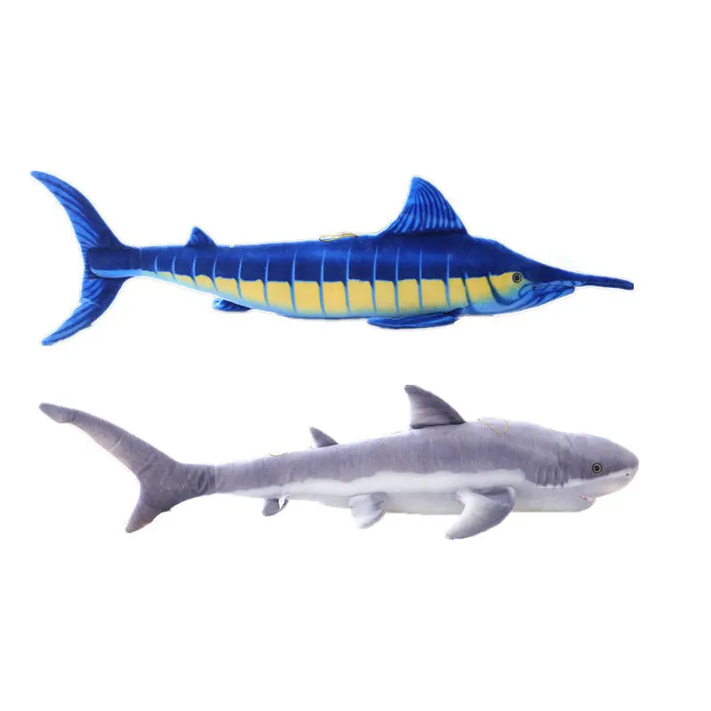 60-140cm Great White Shark Plush Toy Simulation Stuffed Soft Jaws Pillow Sleeping Cushion  Birthday Gifts