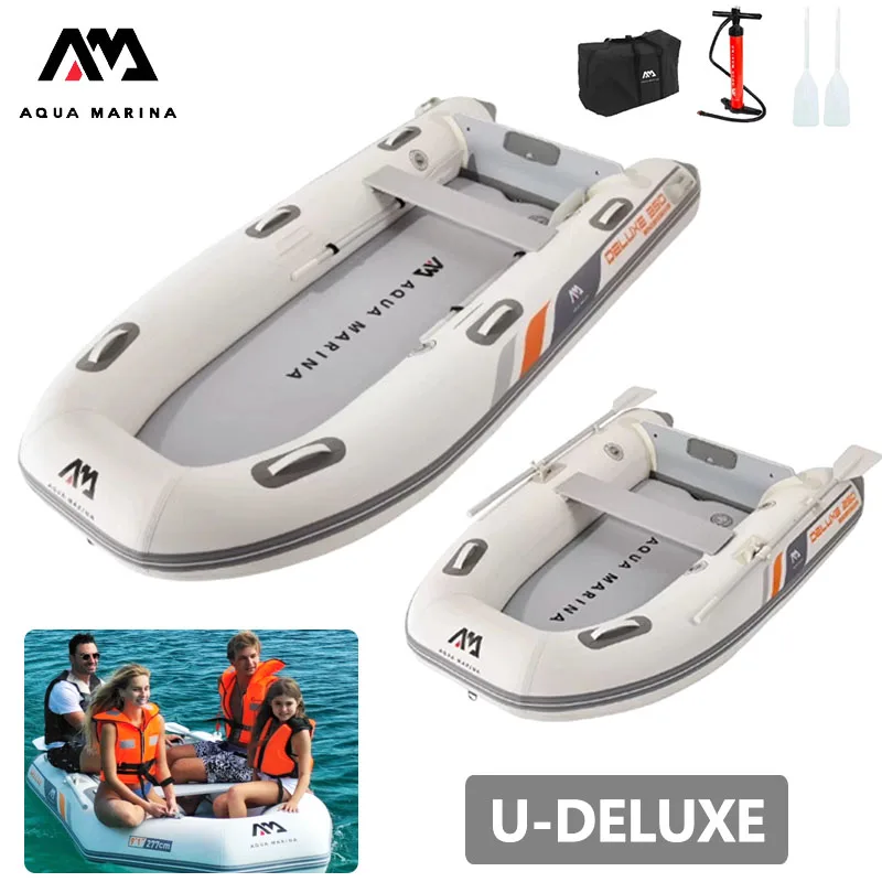 

AQUA MARINA Inflatable Boat 3-5 Persons Speedboat Water Sports U-Shape Rowboat PVC Yacht Fishing Boat With Paddle U-DELUXE