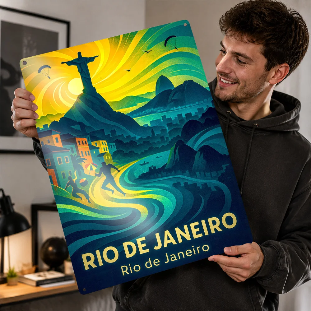 Rio De Janeiro Travel Aluminum Poster Customized Metal Sign Scenic Destination Wall Art Created For Studies Or City Collectors