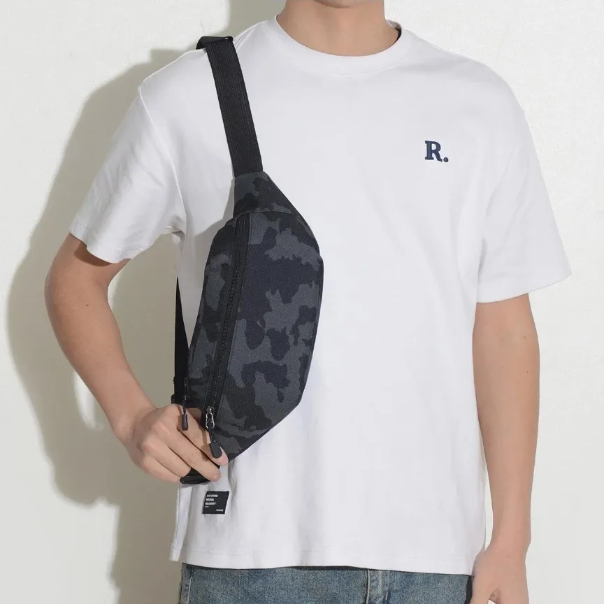 Riñonera cruzada para hombre, paquete de pecho multifuncional impermeable para Fitness con tres bolsillos, bolso de hombro de tela de nailon a la moda