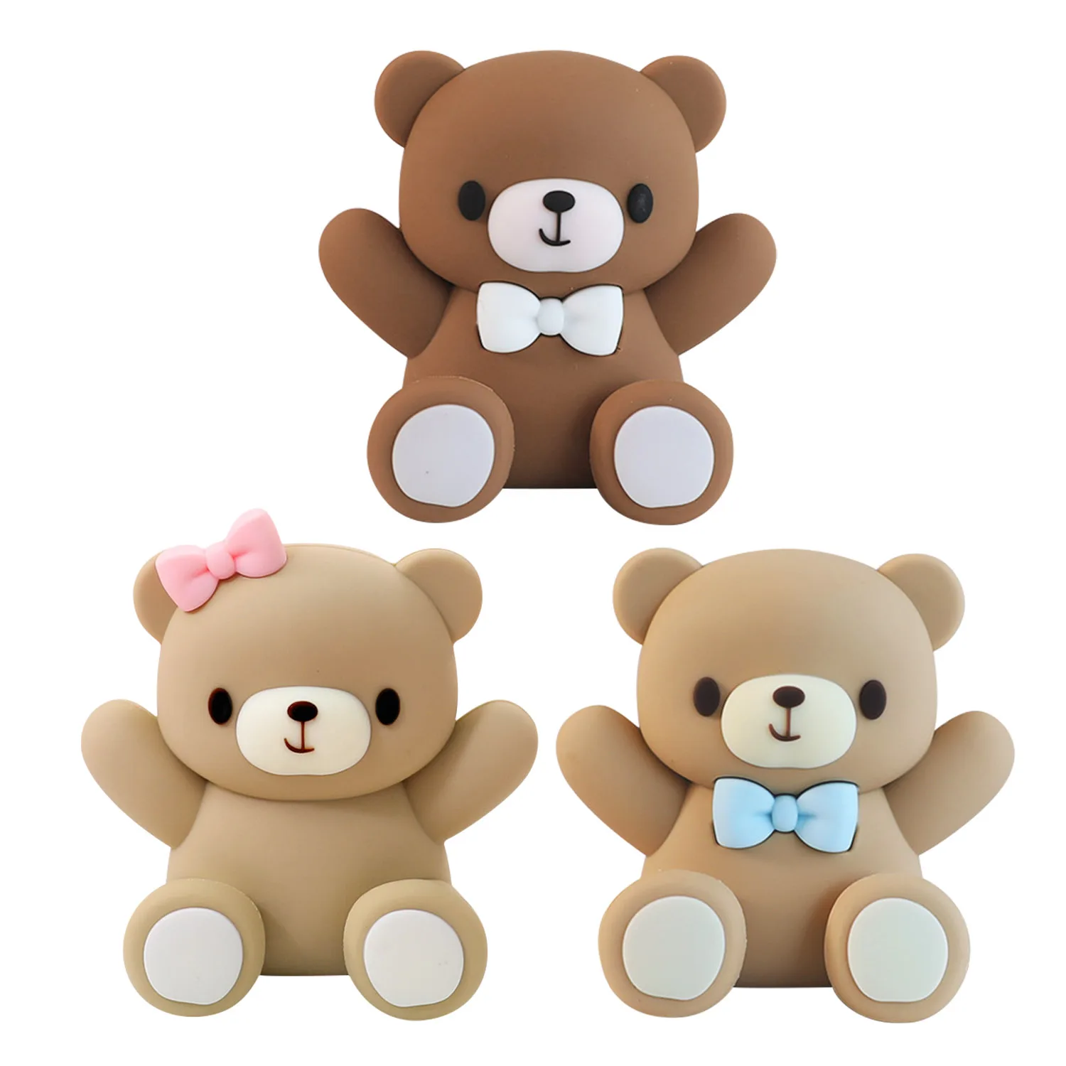 3D Bear Cake Toppers para Meninos e Meninas, Decorações para Baby Shower, Birthday Party Supplies