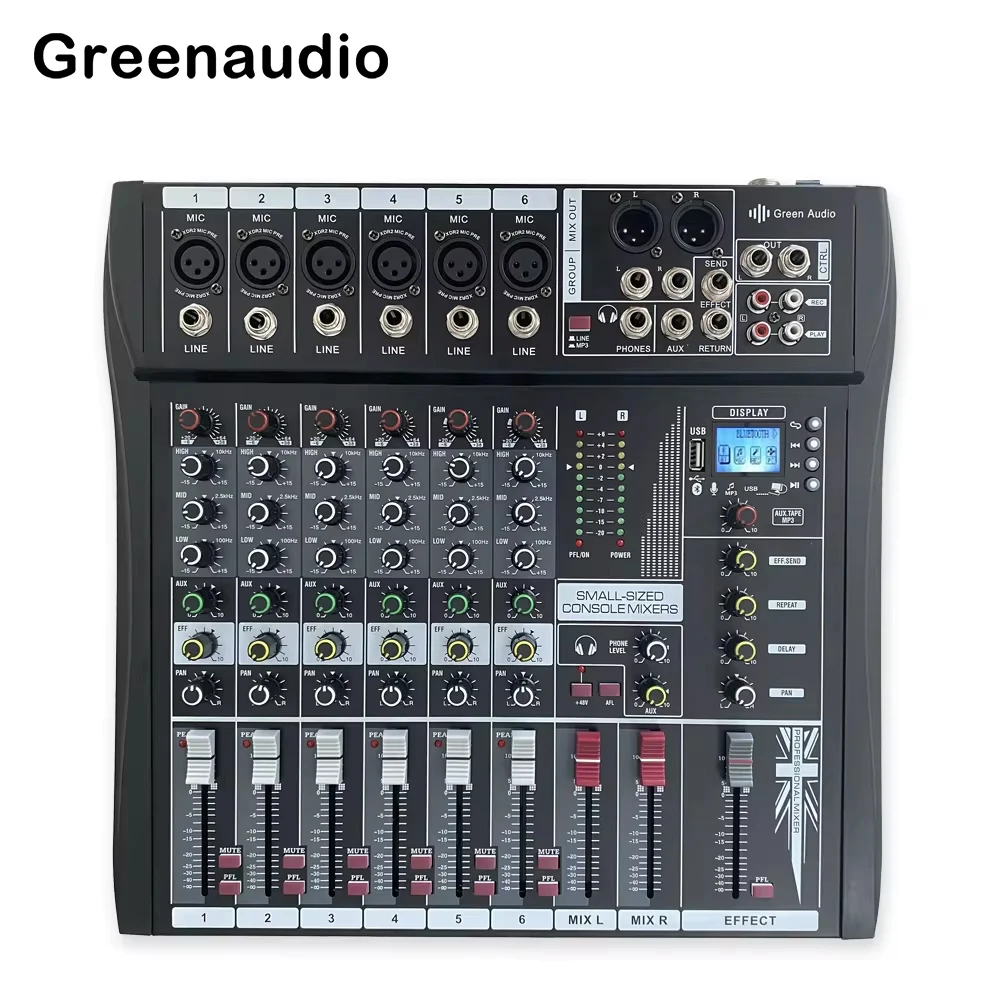 GAX-CT6 Professionele Mini Draagbare Mixer Live Studio Audio Karaoke Mixer USB DJ Sound Mixing Console Met Hoge Kwaliteit