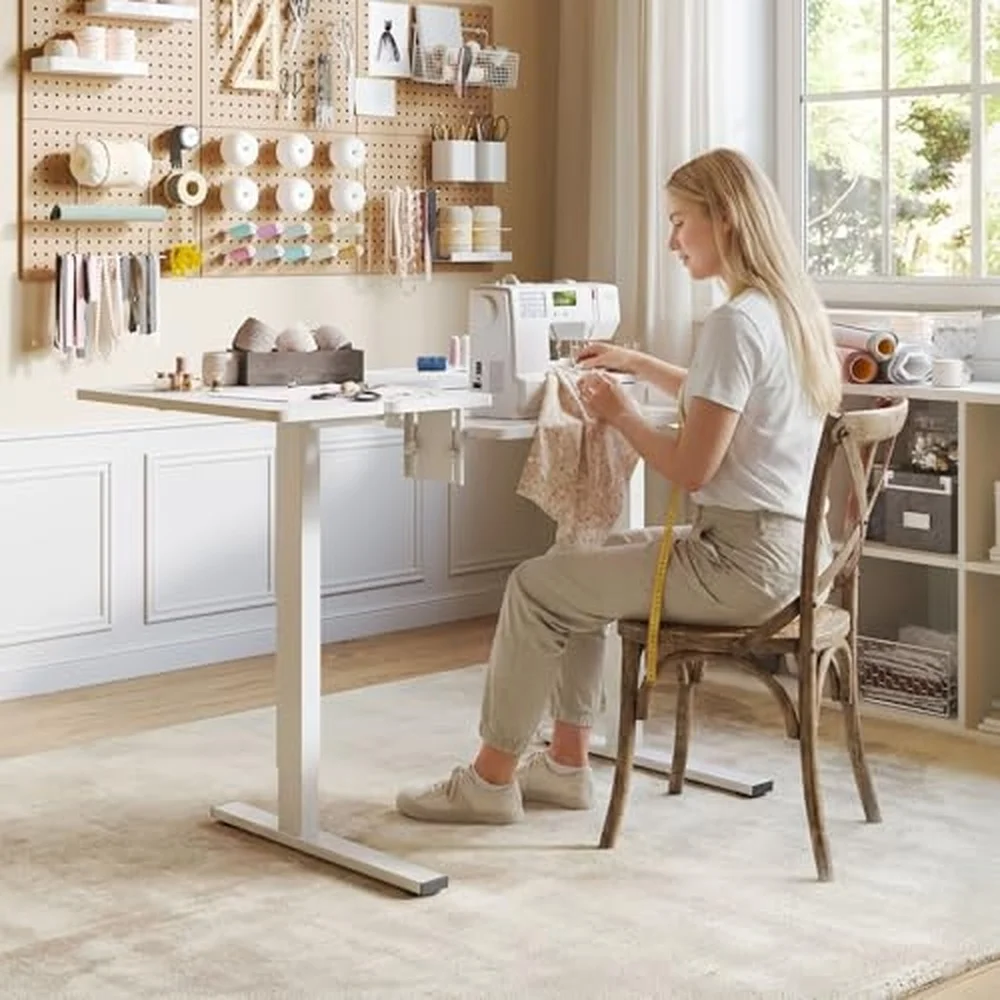 FLEXISPOT Adjustable Sewing Table with Flush Mount Sewing Machine Bed, Sewing Desk with Dual Adjustable Workspace