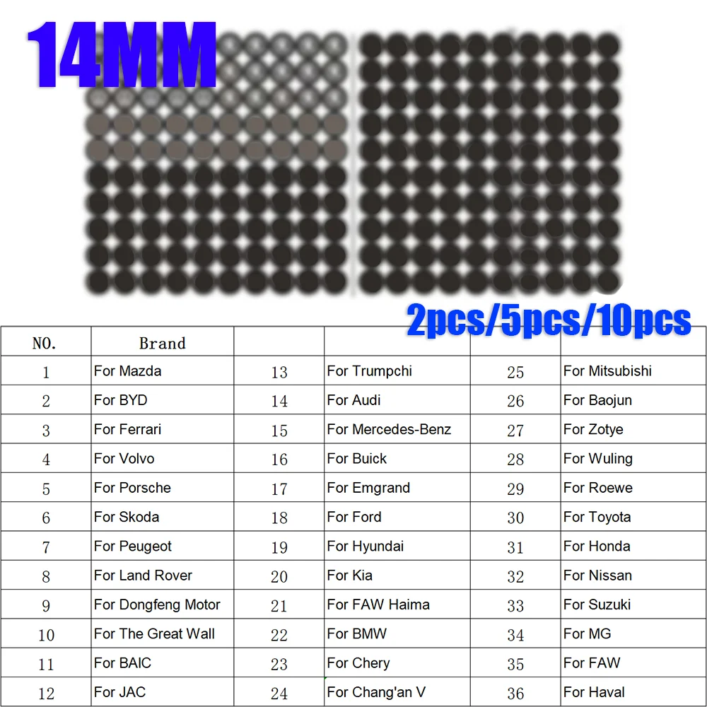 

14MM Car Remote Key Crystal Logo Sticker Epoxy for KEYDIY KD XHORSE VVDI Remote Control Chinese Car Models for BMW/Ford/BYD