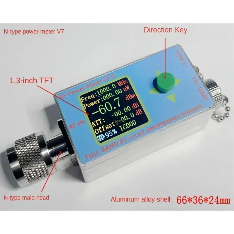 N-type RF Power Meter V7 10GHZ TYPE-C Communication Data Export Power Detector Serial Communication