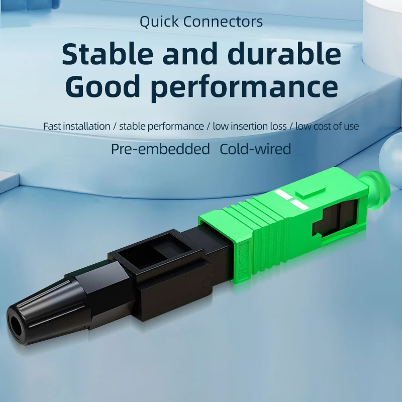 SC APC Pre-embedded Fiber Optic Cold Connector Reusable Quick Fast Connector Low Insertion Loss for FTTH CATV Butterfly Drop