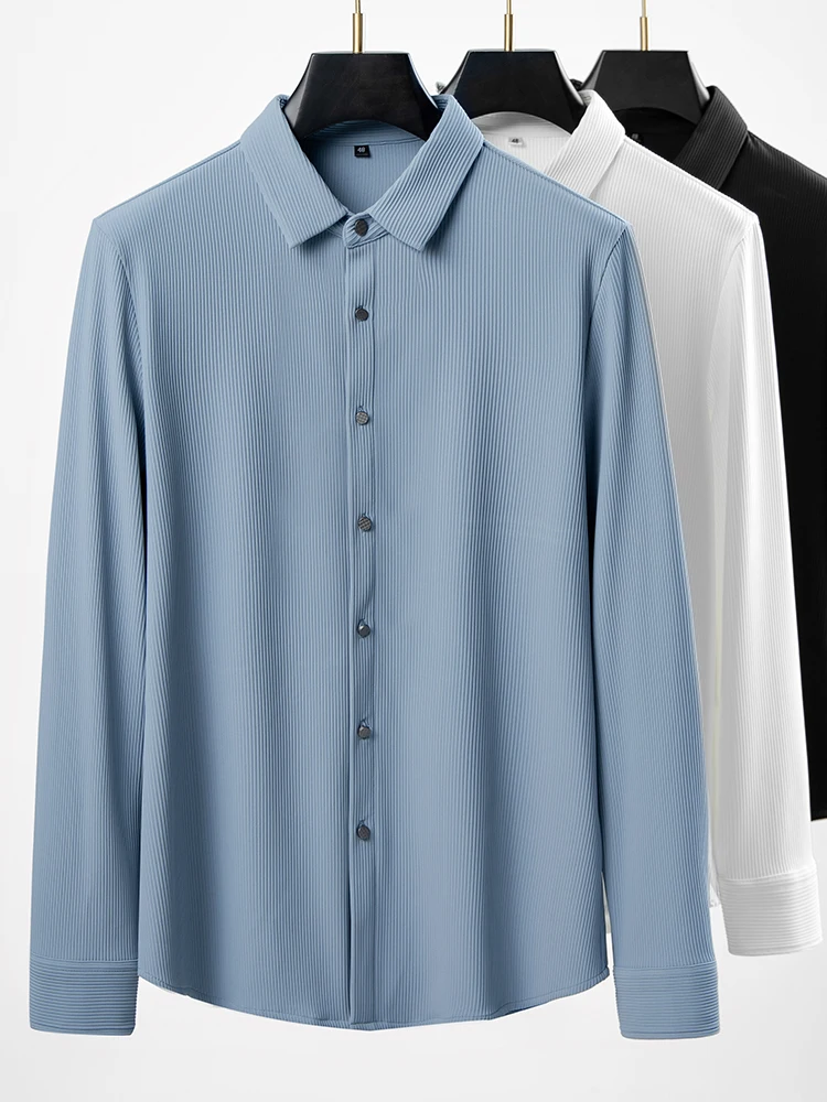 

Ice Silk Slim Fit Long Sve Men's irt No Ironing Busin повседневный дышащий модный Urban Sle Summer irt