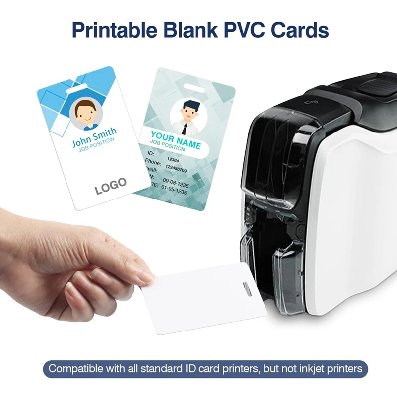 50 Pack Premium Blank PVC Cards With Slot Punch On Short Side - Vertical Slot Punch Blank ID Cards CR80 Plastic Cards Durable