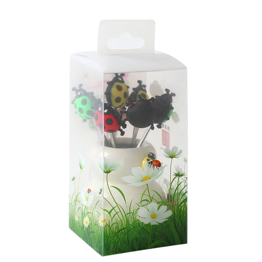 

7Pcs Fruit Fork Set Stainless Steel Cartoon Animal Snack Cake Dessert Food Pick Holder Party Home Decor