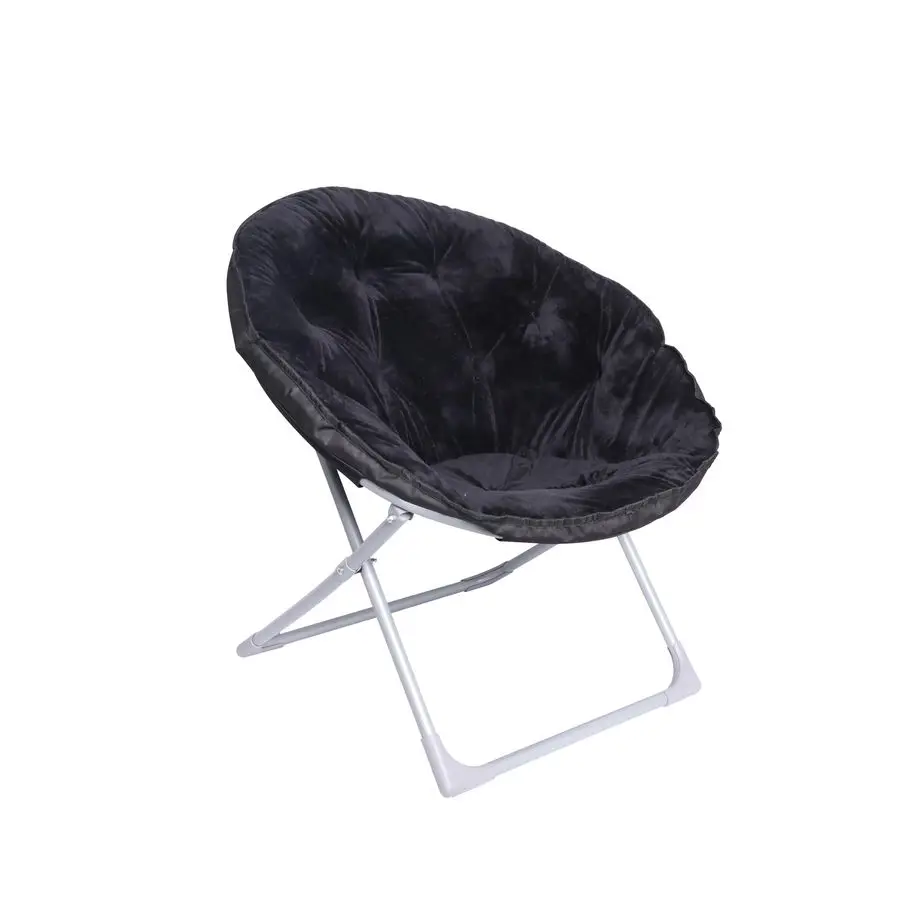 

Faux Fur Saucer Shaped Chair with Metal Frame Black 27.2D x 32.3W x 32.3H