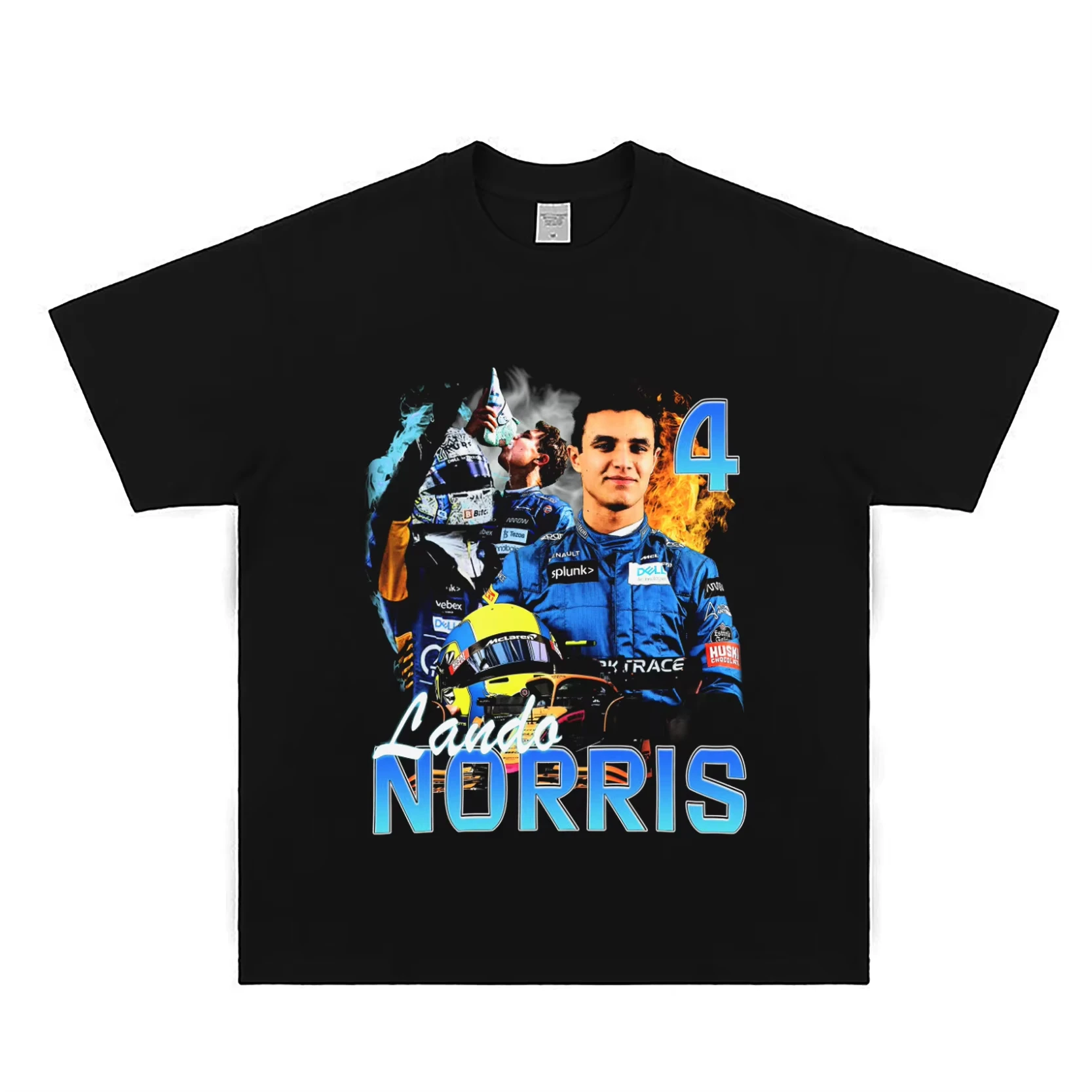 

Lando Norris F1 Формула 1, система печати для любителей гонок, модная удобная свободная повседневная футболка из 100% хлопка с круглым вырезом и короткими рукавами