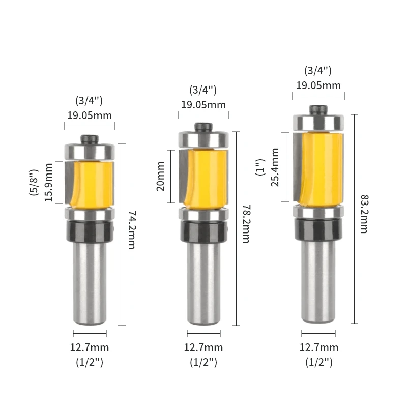 YUSUN Flush Trim Bit With Double Bearing Router Bit Woodworking Milling Cutter For Wood Bit Face Mill Carbide Cutter End Mill