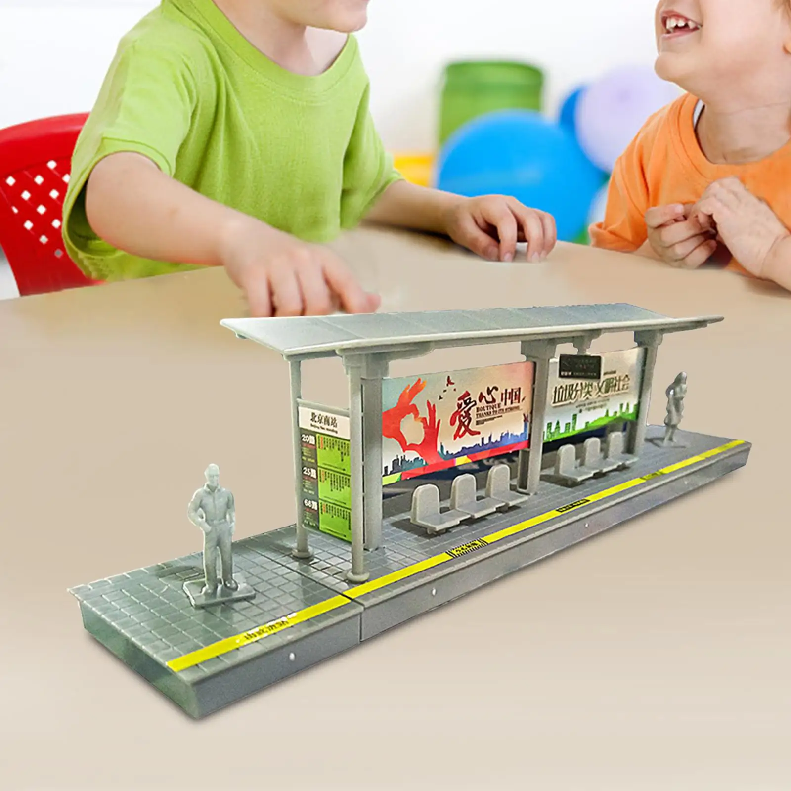 Station Passenger Platform Model Miniature Building Model Collectible with Accessories for Kids Adults Girls Boys Children