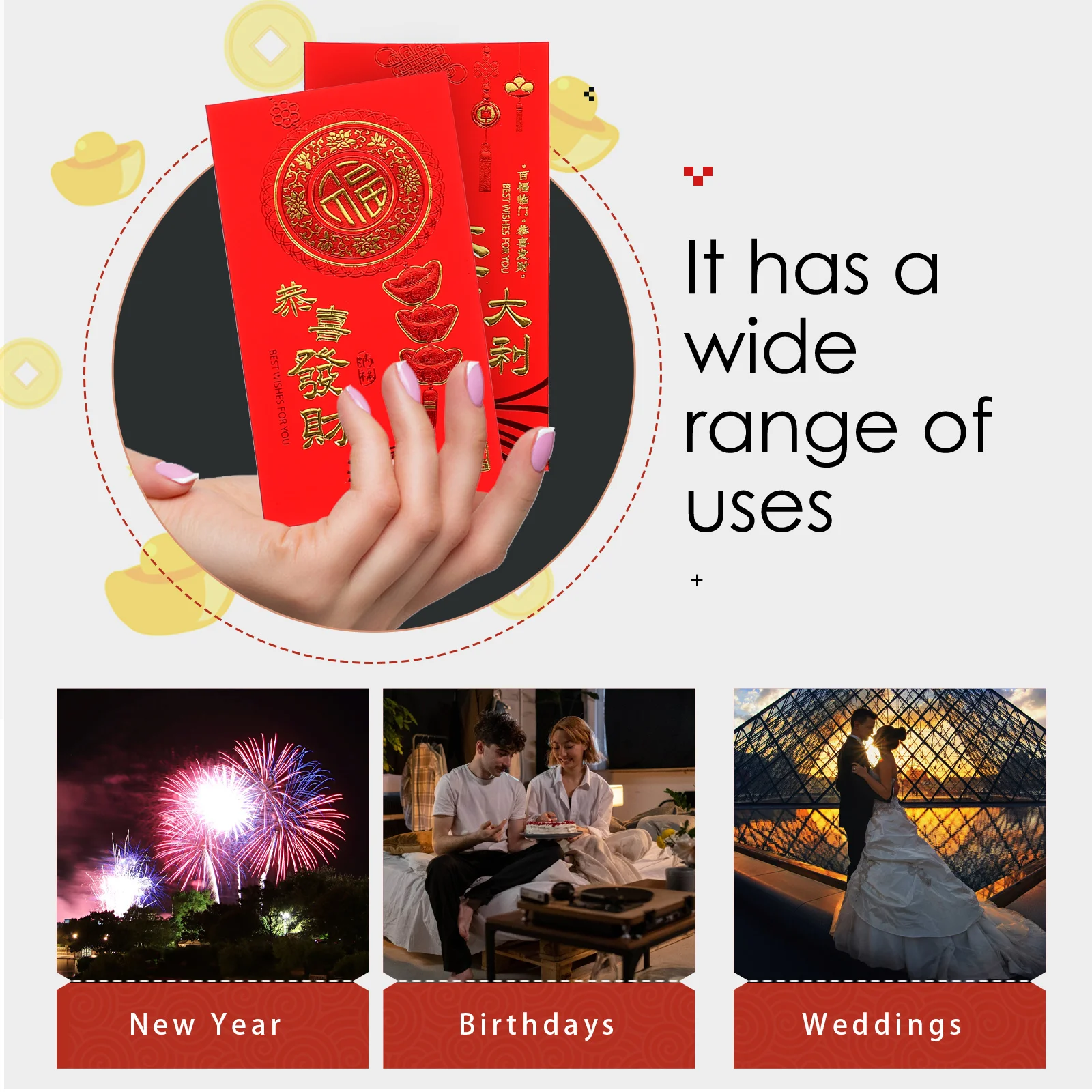 

24 Pcs Year of The Rabbit Red Envelope Chinese Spring Festival Envelopes Gift Lucky Money Packet Paper