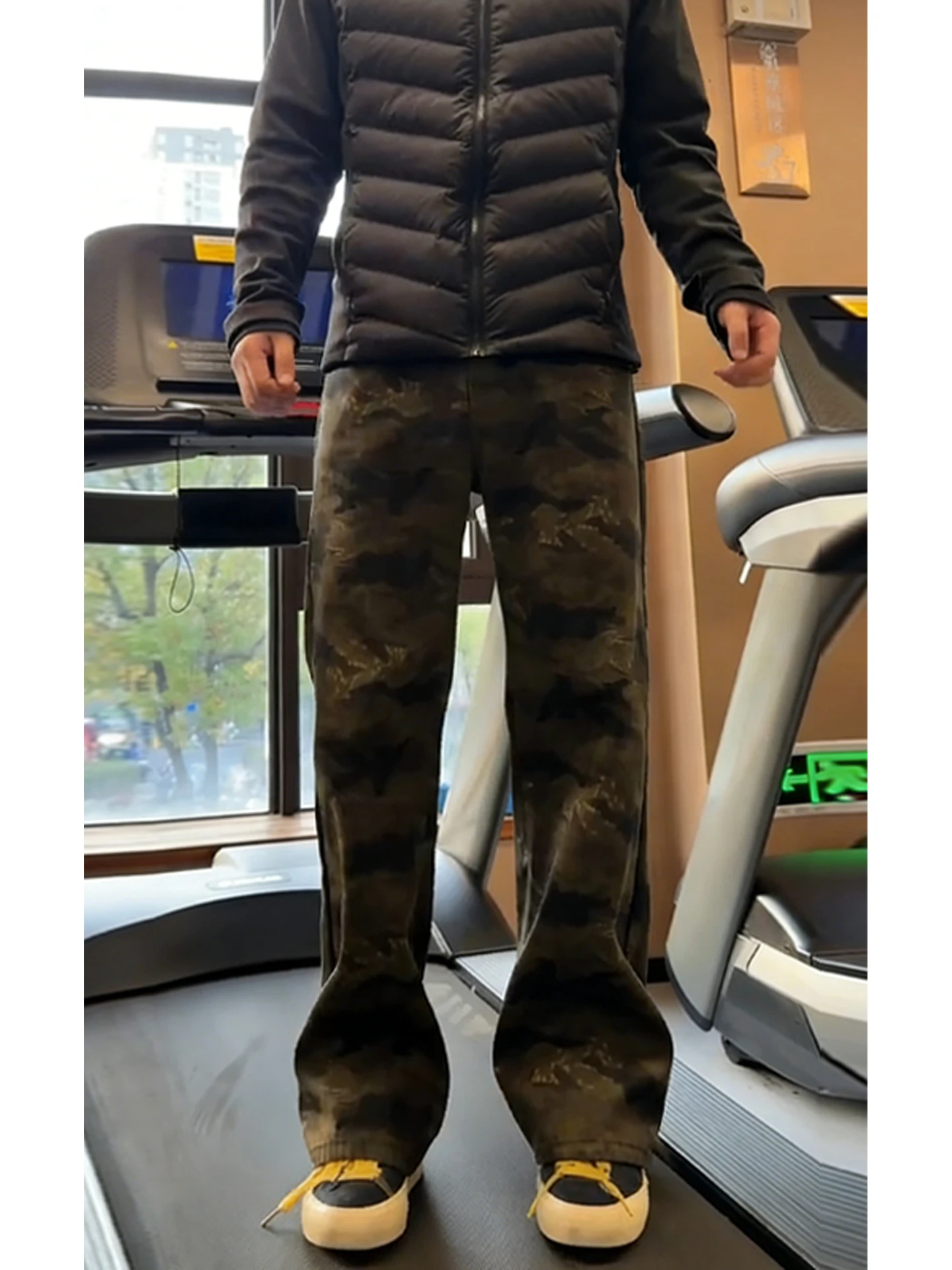 

American Sle Camouflage Fce Lined Men's Jeans mid Waist Retro Slimming Cleanfit Flared Pants Casual Daily Wear