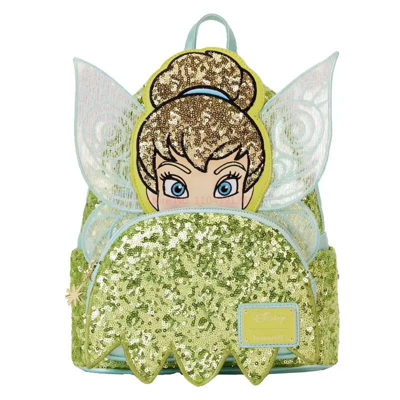 New Loungefly Tinker Bell Sequined Mini Backpack Disney-themed Exquisite Casual School/Office Bag Creative Birthday Surprise Gif