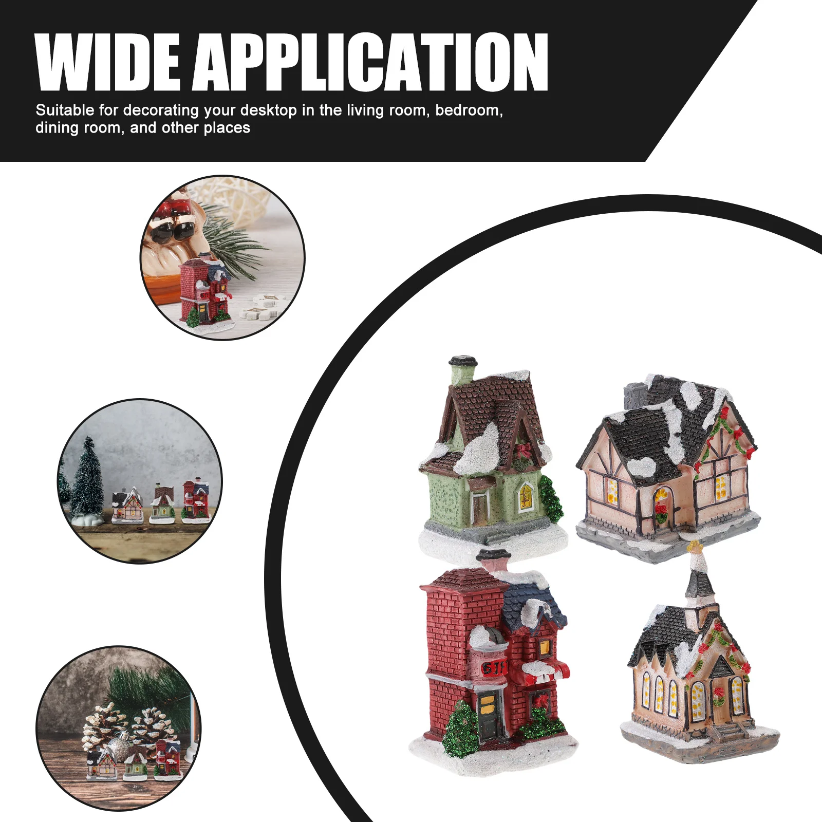 

4Pcs Desktop Luminous Decor Resin Ornaments Colorful Christmas Adornments for Party Home Office Xmas Gift Idea