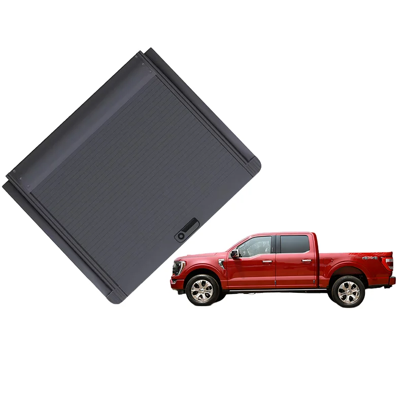 

GRANDTEC 5.5ft Aluminum Alloy Hard Retractable Truck Bed Cover Manual Tonneau Covers for F-150 Raptor Running Boards
